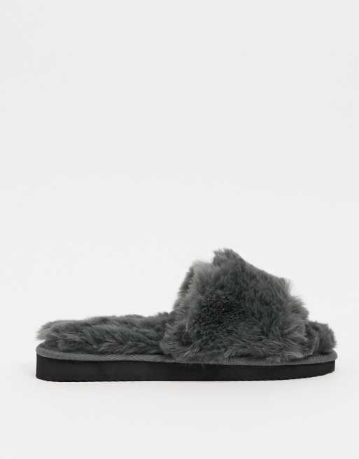 ASOS DESIGN – Zack – Szare wsuwane kapcie na grubej podeszwie, 4 z 4