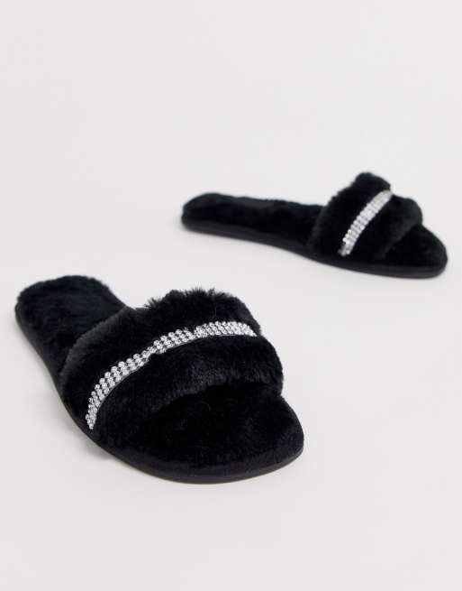 Asos fluffy sliders hot sale