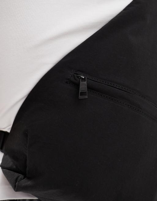 ASOS DESIGN - Zaino a tracolla nero con tasca sul davanti, 3 di 4