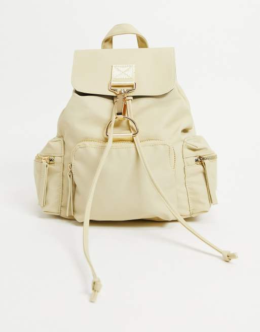 ASOS DESIGN - Zaino color sabbia con gancio