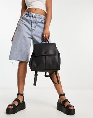 ASOS DESIGN clean backpack with front pockets in black - ASOS Price Checker