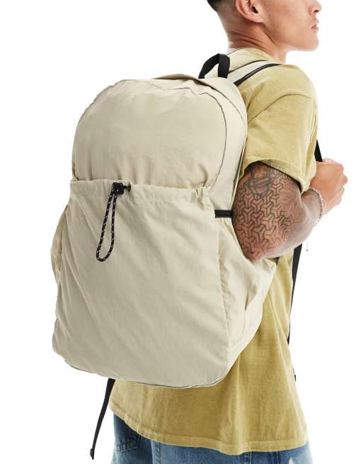 ASOS DESIGN Zaino morbido ecru con dettagli neri ASOS