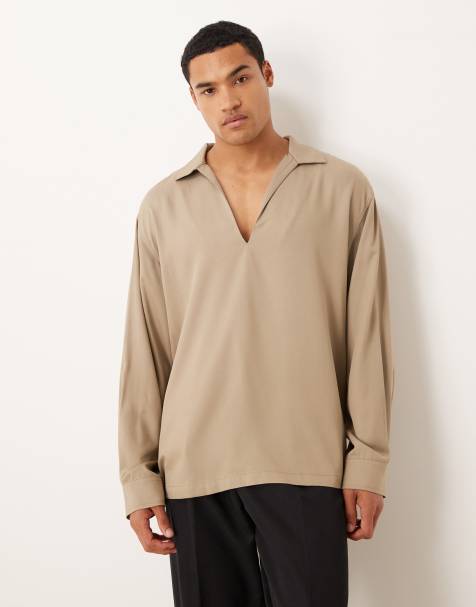 ASOS DESIGN relaxed overhead shirt in brown