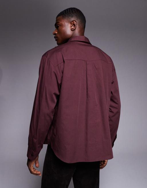 ASOS DESIGN – Zakładana przez głowę ciemnobrązowa popelinowa koszula oversize, 3 z 5