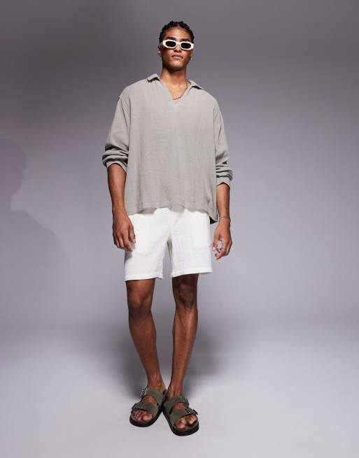 ASOS DESIGN – Zakładana przez głowę fakturowana szara koszula oversize, 4 z 4