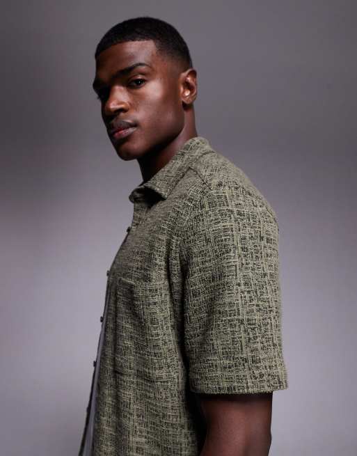 ASOS DESIGN – Żakardowa koszula o regularnym kroju w kolorze khaki, 4 z 5