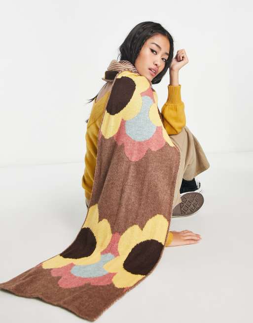 ASOS DESIGN – Żakardowy szalik w kolorowy kwiatowy wzór