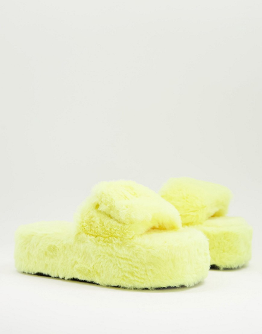 ASOS DESIGN Zala chunky flatform slipper in yellow