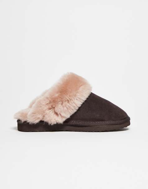 ASOS DESIGN - Zamber - Chaussons en peau de mouton et daim de qualité supérieure - Chocolat - view 1
