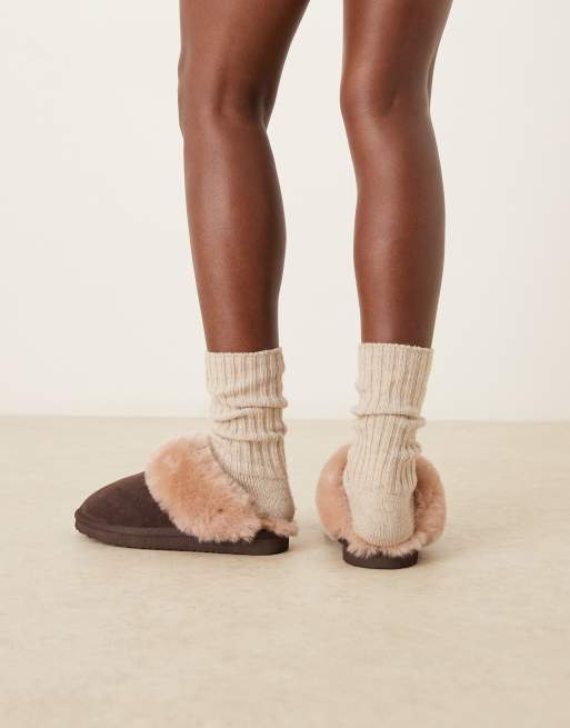 ASOS DESIGN - Zamber - Chaussons en peau de mouton et daim de qualité supérieure - Chocolat, 4 de 4