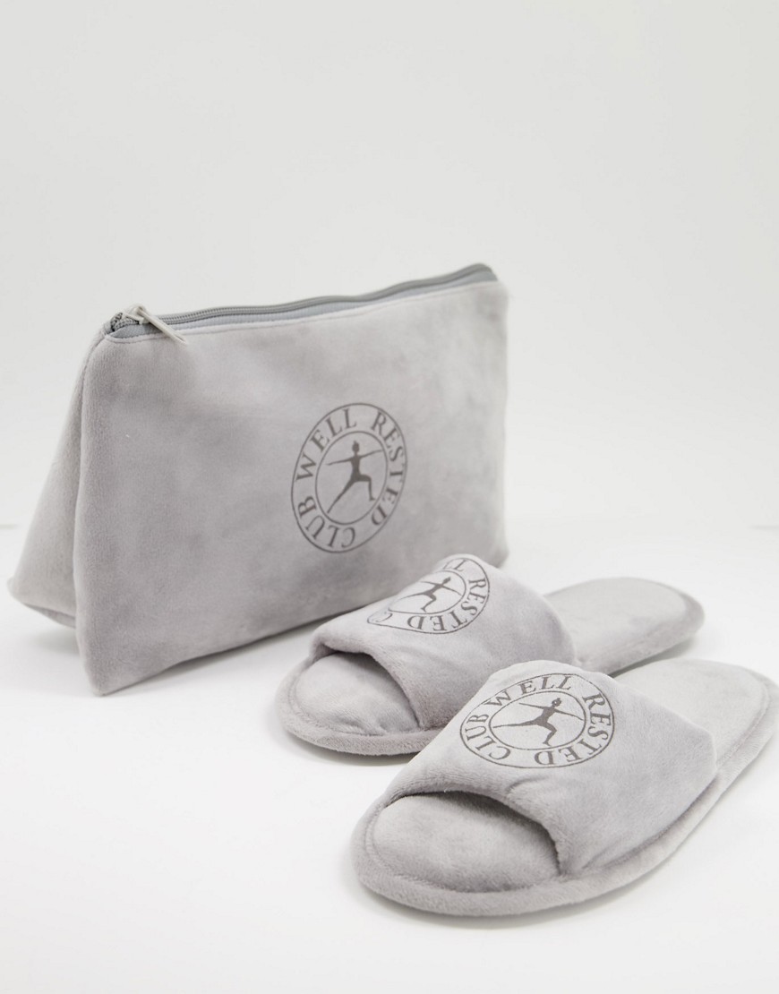 ASOS DESIGN - Zanda - Slippers in een tasje in grijs