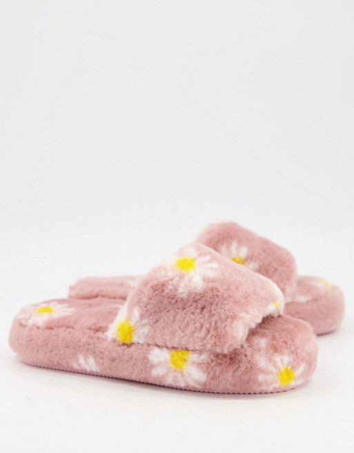 ASOS DESIGN Zane chunky slider slipper in floral