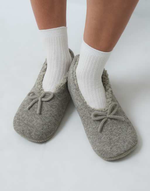 ASOS DESIGN Zani bow slippers in gray, 2 of 4