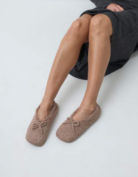 ASOS DESIGN Zani klapki z kokardą w beżu - view 1