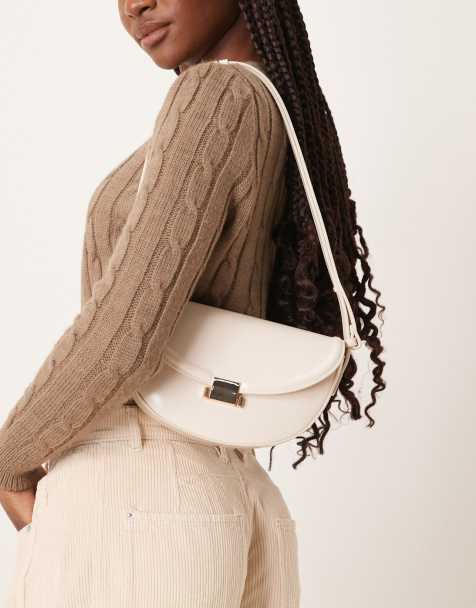 ASOS DESIGN – Zaokrąglona biała torebka na ramię z pakiem crossbody i zapięciem - view 1