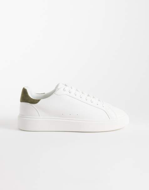 ASOS DESIGN - Zapatillas de deporte blancas con cordones y talonera verde salvia - view 1