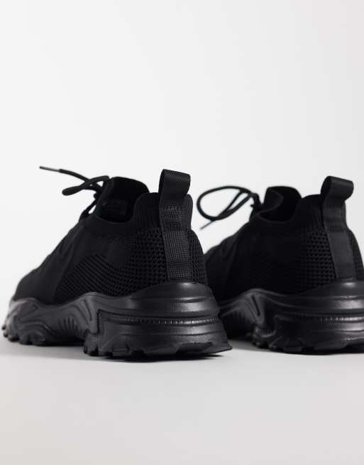 ASOS DESIGN - Zapatillas deportivas negras con cordones de punto, 2 de 5
