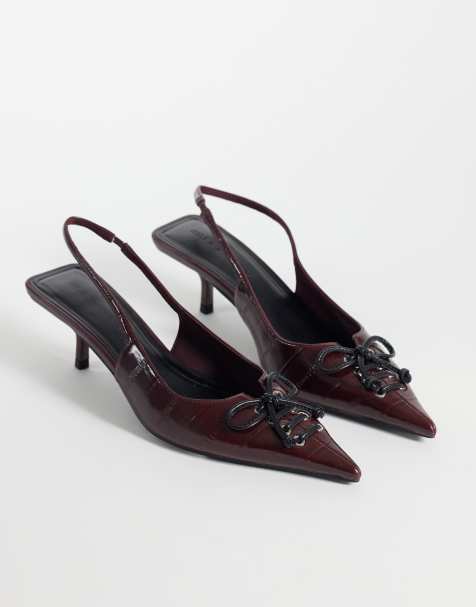 ASOS DESIGN - Zapatos de tacón bajo con cordones Spirit en burdeos - view 1