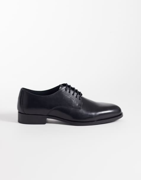 ASOS DESIGN - Zapatos Derby negros con cordones de cuero - view 1