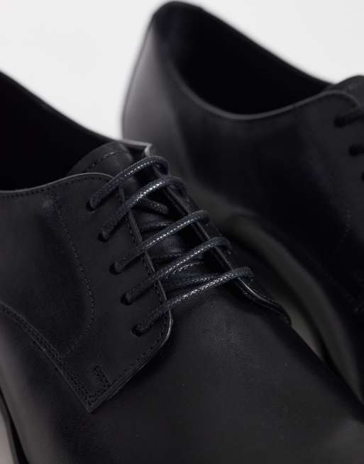 ASOS DESIGN - Zapatos Derby negros con cordones de cuero, 3 de 4