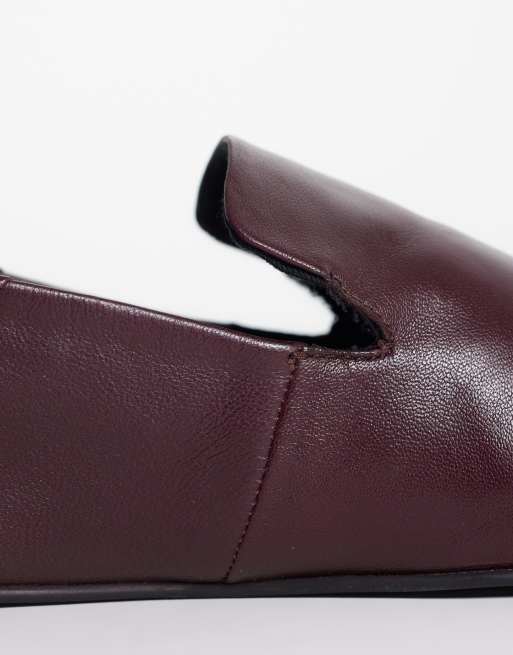 ASOS DESIGN zapatos estilo slipper Malachi de cuero burdeos, 3 de 4