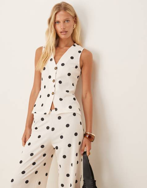 ASOS DESIGN – Zapinana na guziki kamizelka w groszki - view 1