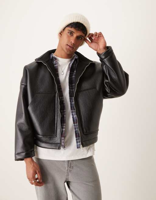ASOS DESIGN – Zapinana na suwak czarna kurtka o pudełkowym kroju i fasonie extreme oversize