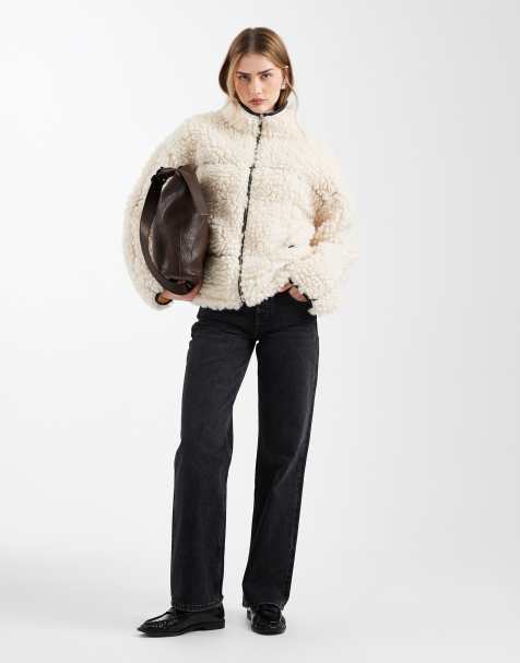 ASOS DESIGN – Zapinana na zamek bluza z polarowego kożuszka z grubym włosiem i poliuretanowym wykończeniem - view 1