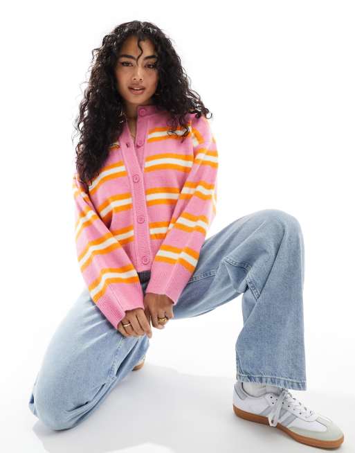 ASOS DESIGN – Zapinany na guziki kardigan o pudełkowym kroju w paski