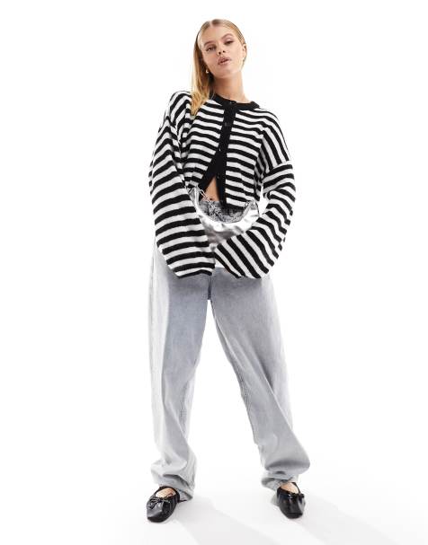 ASOS DESIGN – Zapinany na guziki kardigan z okrągłym dekoltem w paski - view 1