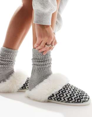 ASOS DESIGN - Zaria - Chaussons style mules à motif jacquard-Multicolore