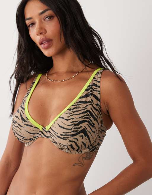 ASOS DESIGN - Zaria - Bikini con estampado de cebra y detalles en contraste, 6 de 6