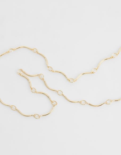 ASOS DESIGN – Zarte Halskette in Gold-Optik mit welligem Design, 3 von 4