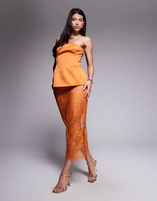 ASOS DESIGN - Zarter, transparenter Maxirock in Orange, Kombiteil