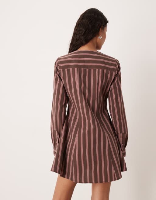 ASOS DESIGN – Zbierana w talii sukienka koszulowa mini w paski, 4 z 4