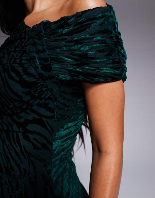 ASOS DESIGN zebra burnout maxi dress in bottle green | ASOS