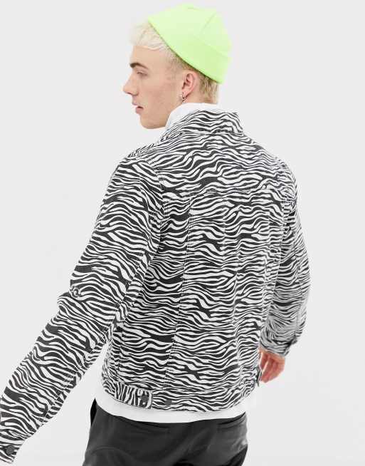 Zebra print sale denim jacket