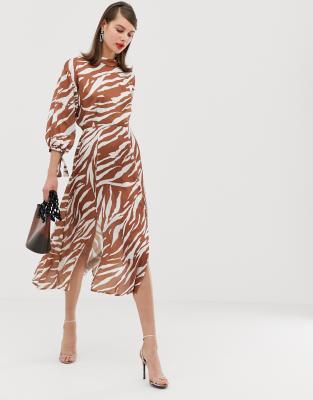 midi zebra print dress