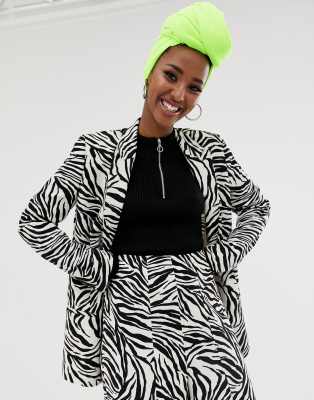 ASOS DESIGN zebra suit blazer-Multi