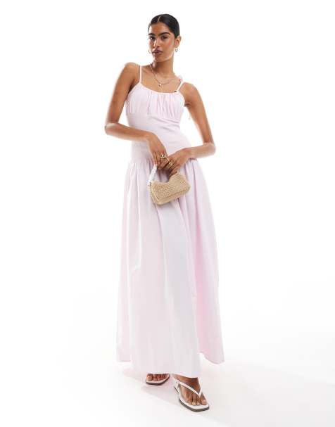 ASOS DESIGN – Zebrana na dekolcie sukienka maxi z mieszanki popeliny - view 1