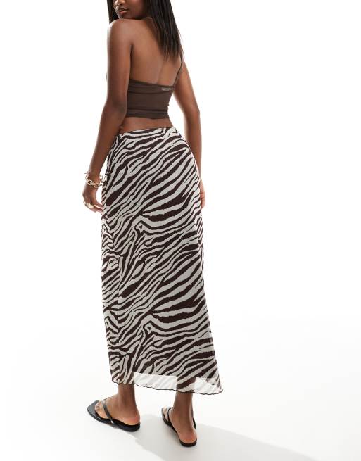 ASOS DESIGN – Zebrarandig midikjol i mesh, 5 av 5