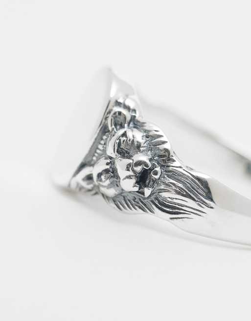 ASOS DESIGN - Zegelring met leeuwdesign van gepolijst echt zilver, 2 van 4
