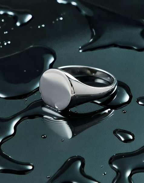 ASOS DESIGN - Zegelring van waterbestendig roestvrij staal in zilver  - view 1