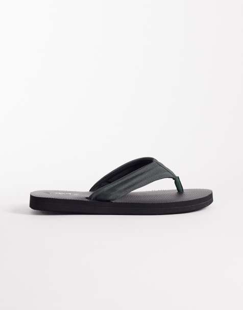 ASOS DESIGN – Zehenstegsandalen in Khaki mit Riemen aus Ripsband - view 1