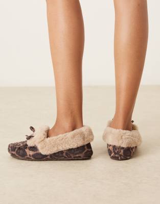 Asos Design Zelda Moccasin Slippers In Brown