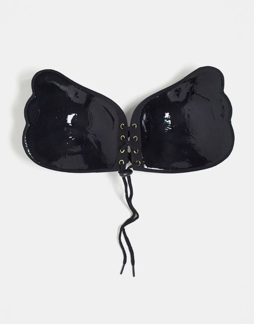 ASOS DESIGN - Zelfklevende decolleté bh met vetersluiting in zwart, 4 van 4