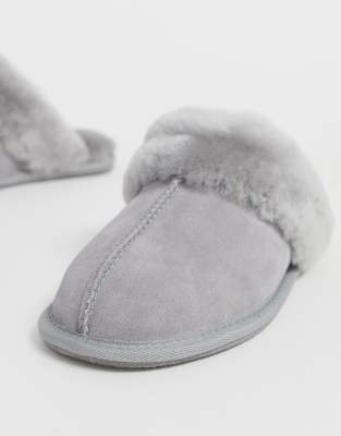 asos design nola premium sheepskin slippers in beige