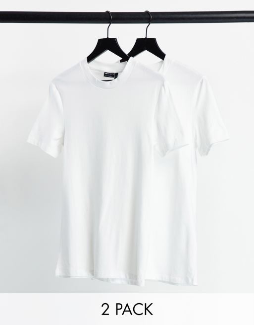 ASOS DESIGN – Zestaw 2 białych T-shirtów z okrągłym dekoltem o fasonie podkreślającym sylwetkę