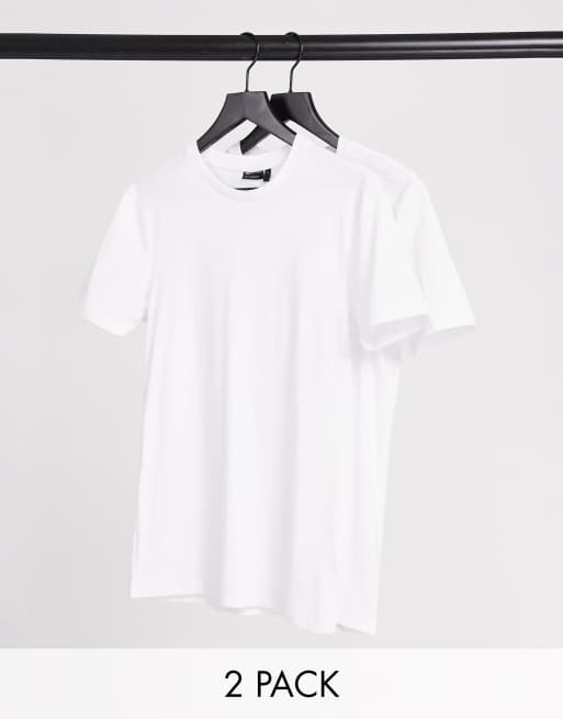 ASOS DESIGN – Zestaw 2 białych T-shirtów z okrągłym dekoltem o fasonie podkreślającym sylwetkę