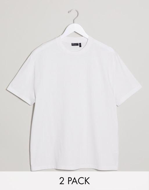ASOS DESIGN – Zestaw 2 białych T-shirtów z okrągłym dekoltem o luźnym kroju